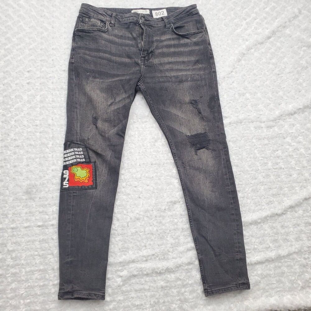 Zara Reens Talks 975 Jeans 3175/311/800 Modern Mens Size 34 Black Denim